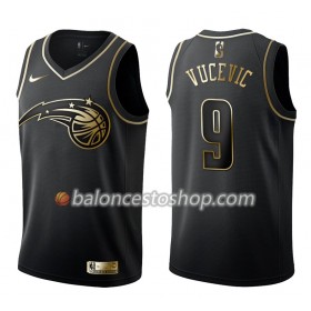 Camiseta Hombre NBA Orlando Magic Nikola Vucevic 9 Nike Negro Golden Edition Swingman